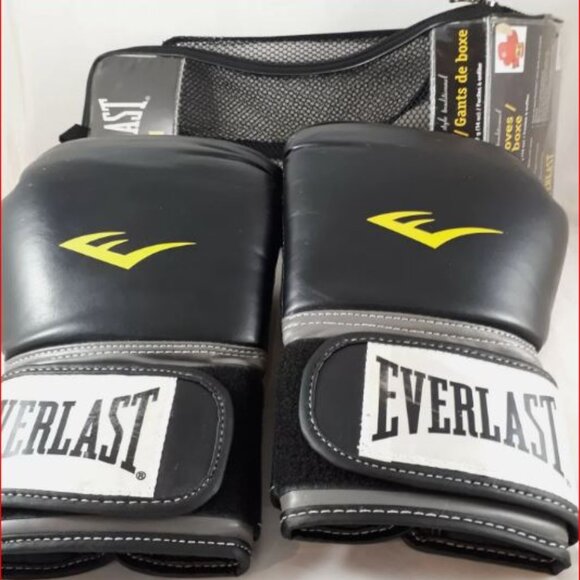 EVERLAST Boxing Gloves Adult Sz L14 oz Ta:16 ThumbLok Black Leather Sparring - Picture 3 of 3